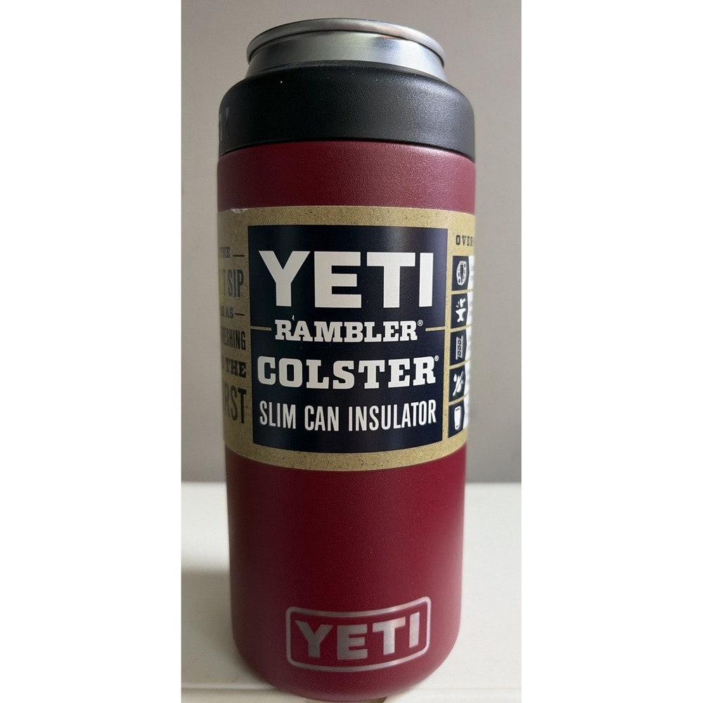 YETI Rambler 12 oz Colster Harvest Red BPA Free Slim Can Insulator